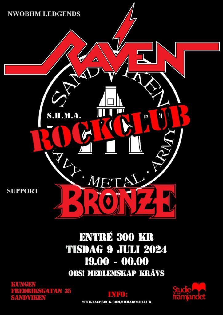 Poster of heavy metal concert
Bronze + Raven at Kungen in Sandviken, Sweden, 2024